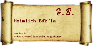 Heimlich Béla névjegykártya